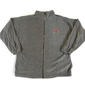 Vintage 90s‎ USA Olympics Fleece Full Zip Jacket Gray XL Made In USA